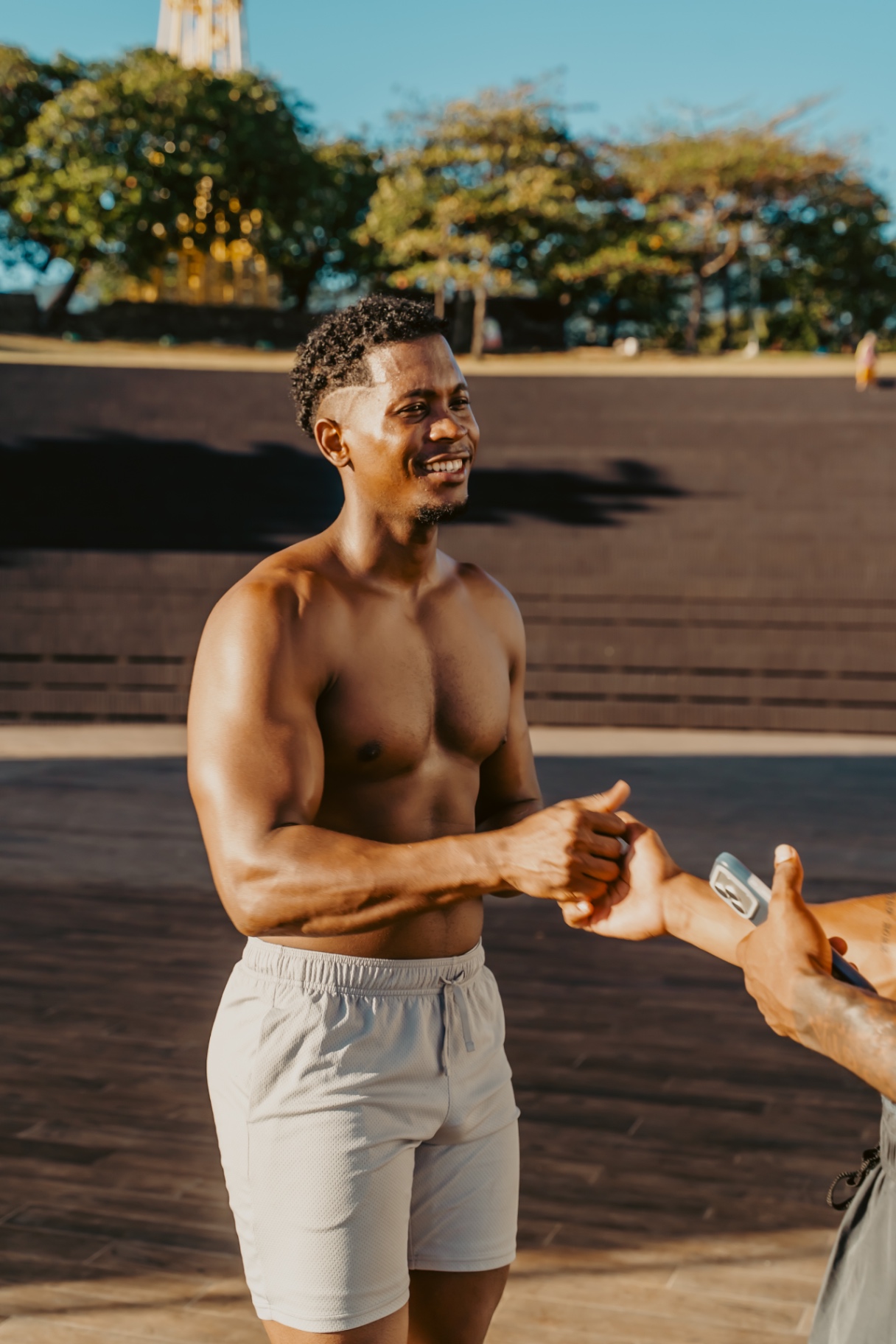 Greeting a client before training
